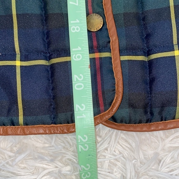 Ralph Lauren vintage Y2K leather piping Blue and Green Quilted Vest - Picture 13 of 13